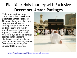 Plan Your Holy Journey with Exclusive December Umrah Packages