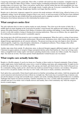 When Is It Time for Respite Care? Recognizing Signs and Planning Ahead