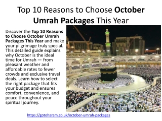 Top 10 Reasons to Choose October Umrah Packages This Year