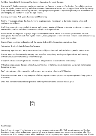 Just How Dependable IT Support Can Simplify Workflow for Small Companies