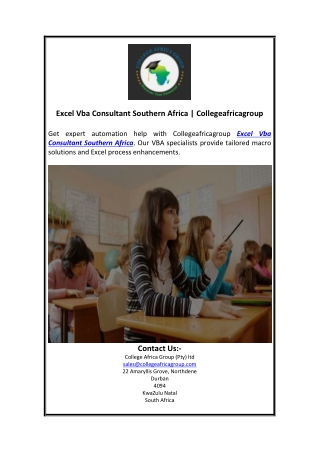 Excel Vba Consultant Southern Africa  Collegeafricagroup
