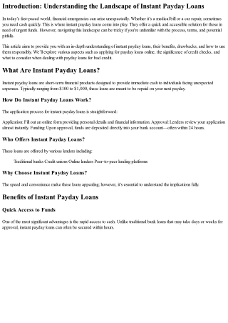 Navigating the World of Instant Payday Loans with Ease