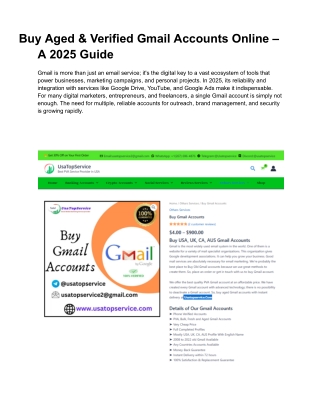 Buy Aged & Verified Gmail Accounts Online – A 2025 Guide