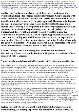 Dupixent Lawsuits Explained: What Sufferers Should Know About Their Legal Rights