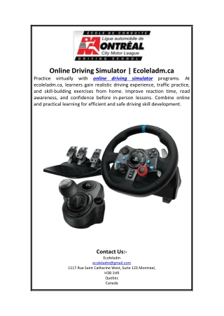 Online Driving Simulator  Ecoleladm.ca