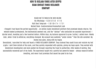 HOW TO RECLAIM FUNDS AFTER CRYPTO SCAM CONTACT FUNDS RECLAIMER COMPANY