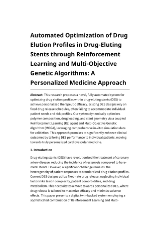 Automated Optimization of Drug Elution Profiles in Drug-Eluting Stents through Reinforcement Learning and Multi-Objectiv