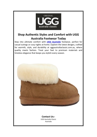 Shop Authentic Styles and Comfort with UGG Australia Footwear Today