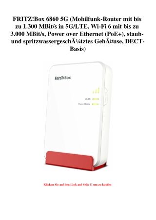 9510 FRITZ Box 6860 5G  Mobilfunk-Router mit bis zu 1.300 MBit s in 5G LTE  Wi-Fi 6 mit bis zu 3.000 MBi