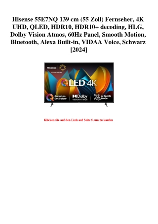 9805 Hisense 55E7NQ 139 cm  55 Zoll  Fernseher  4K UHD  QLED  HDR10  HDR10  decoding  HLG  Dolby Vision