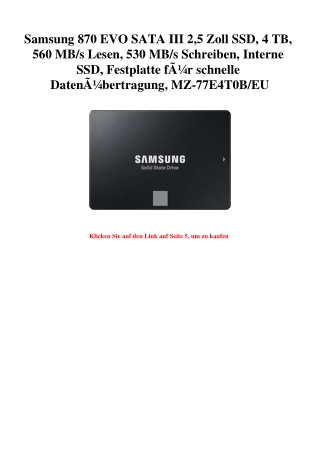 9388 Samsung 870 EVO SATA III 2 5 Zoll SSD  4 TB  560 MB s Lesen  530 MB s Schreiben  Interne SSD  Festp