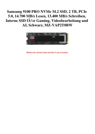 3936 Samsung 9100 PRO NVMe M.2 SSD  2 TB  PCIe 5.0  14.700 MB s Lesen  13.400 MB s Schreiben  Interne SS