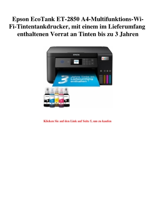 0950 Epson EcoTank ET-2850 A4-Multifunktions-Wi-Fi-Tintentankdrucker  mit einem im Lieferumfang enthalte