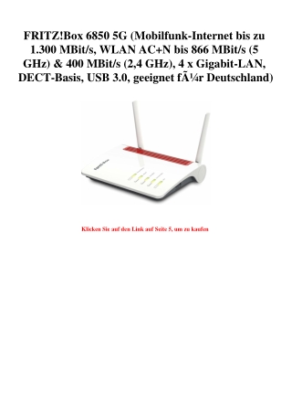 9693 FRITZ Box 6850 5G  Mobilfunk-Internet bis zu 1.300 MBit s  WLAN AC N bis 866 MBit s  5 GHz    400 M