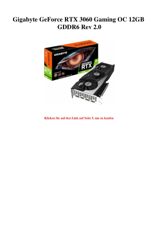 8525 Gigabyte GeForce RTX 3060 Gaming OC 12GB GDDR6 Rev 2.0