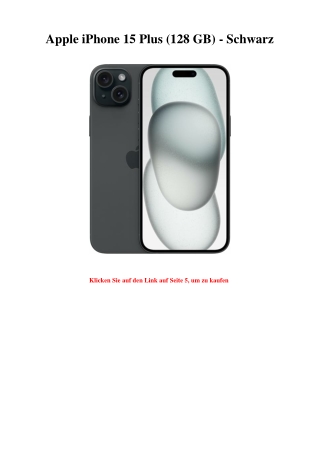 2823 Apple iPhone 15 Plus  128 GB  - Schwarz