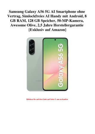 5987 Samsung Galaxy A56 5G AI Smartphone ohne Vertrag  Simlockfreies AI Handy mit Android  8 GB RAM  128