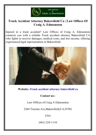 Truck Accident Attorney Bakersfield Ca  Law Offices Of Craig A. Edmonston