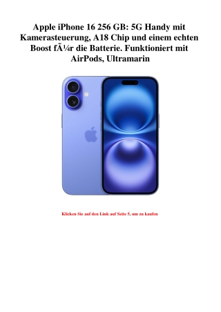 0009 Apple iPhone 16 256 GB  5G Handy mit Kamerasteuerung  A18 Chip und einem echten Boost fÃƒÂ¼r die Ba