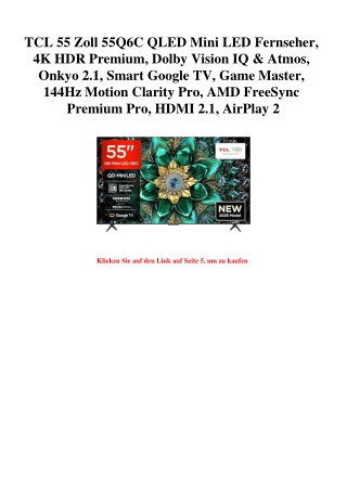 9895 TCL 55 Zoll 55Q6C QLED Mini LED Fernseher  4K HDR Premium  Dolby Vision IQ   Atmos  Onkyo 2.1  Smar