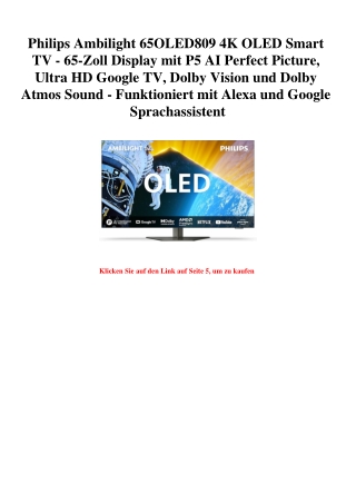 1895 Philips Ambilight 65OLED809 4K OLED Smart TV - 65-Zoll Display mit P5 AI Perfect Picture  Ultra HD