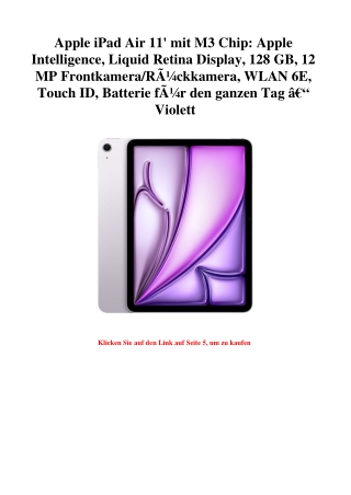 2760 Apple iPad Air 11' mit M3 Chip  Apple Intelligence  Liquid Retina Display  128 GB  12 MP Frontkamer