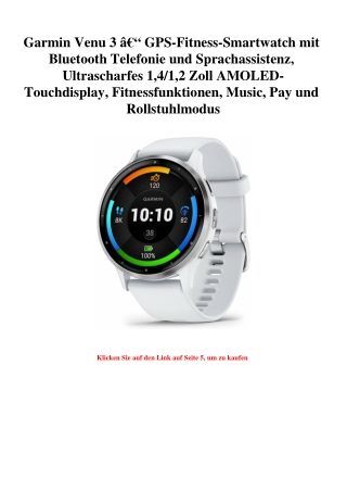 6108 Garmin Venu 3 Ã¢Â€Â“ GPS-Fitness-Smartwatch mit Bluetooth Telefonie und Sprachassistenz  Ultraschar
