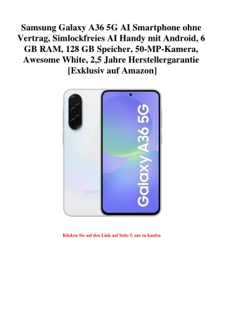 5102 Samsung Galaxy A36 5G AI Smartphone ohne Vertrag  Simlockfreies AI Handy mit Android  6 GB RAM  128