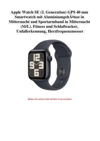 2897 Apple Watch SE  2. Generation  GPS 40 mm Smartwatch mit AluminiumgehÃƒÂ¤use in Mitternacht und Spor