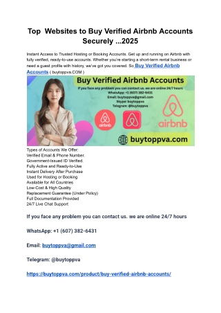 Top  Websites to Buy Verified Airbnb Accounts Securely ...2025