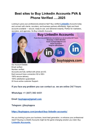 Best sites to Buy Linkedin Accounts PVA & Phone Verified .....2025