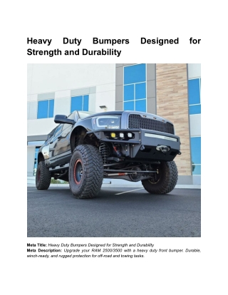 BLOG 2 _ Month 11 _  Heavy Duty Bumpers Designed for Strength and Durability