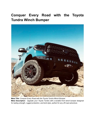 BLOG 4 _ Month 11 _  Conquer Every Road with the Toyota Tundra Winch Bumper