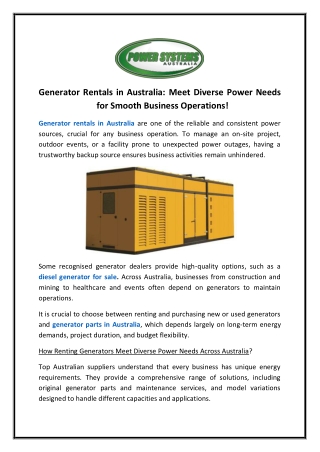 Meet Diverse Power Needs for Smooth Business Operations!