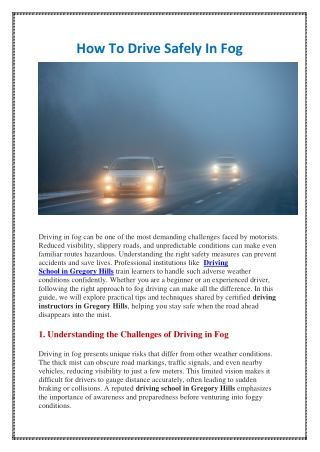 How To Drive Safely In Fog