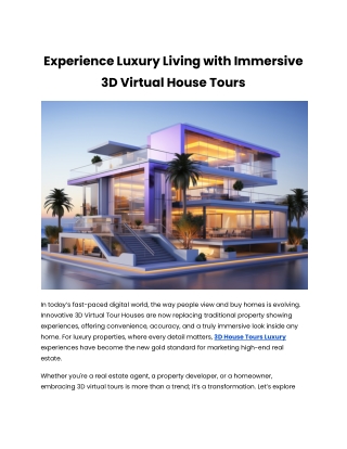 Experience Luxury Living with Immersive 3D Virtual House Tours
