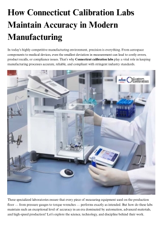 How Connecticut Calibration Labs Maintain Accuracy in Modern Manufacturing