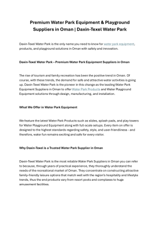 Premium‍‌‍‍‌‍‌‍‍‌ Water Park Equipment and Playground Suppliers in Oman  Daxin-Texel Water Park