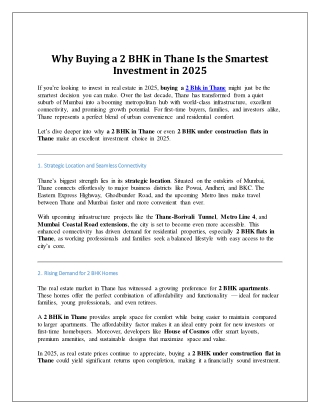 Why Buying a 2 BHK in Thane Is the Smartest Investment in 2025