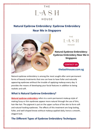 Natural Eyebrow Embroidery: Eyebrow Embroidery Near Me in Singapore