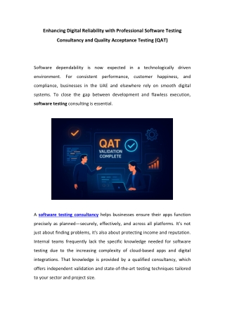 Enhancing Digital Reliability with Professional Software Testing Consultancy