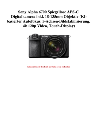 6092 Sony Alpha 6700 Spiegellose APS-C Digitalkamera inkl. 18-135mm Objektiv  KI-basierter Autofokus  5-