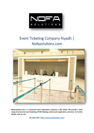 Event Ticketing Company Riyadh | Nofasolutions.com