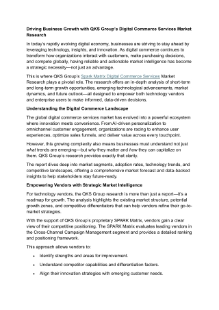 Driving Business Growth with QKS Group’s Digital Commerce Services Market Research