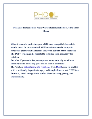 Mosquito Protection for Kids Why Natural Repellents Are the Safer Choice