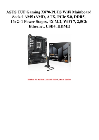 0923 ASUS TUF Gaming X870-PLUS WiFi Mainboard Sockel AM5  AMD  ATX  PCIe 5.0  DDR5  16 2 1 Power Stages