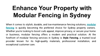 Enhance Your Property with Modular Fencing in Sydney