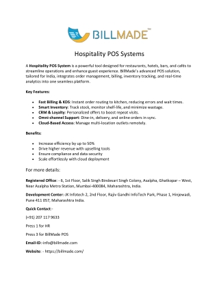 Hospitality POS system: One stop solution for Hospitality Management