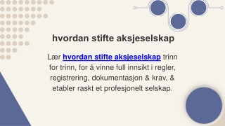 hvordan stifte aksjeselskap