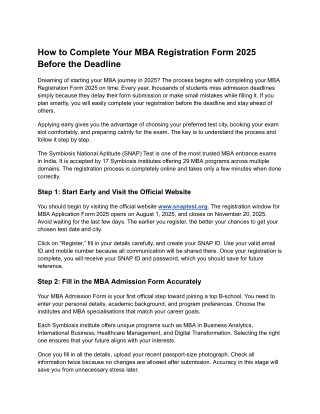 How to Complete Your MBA Registration Form 2025 Before the Deadline